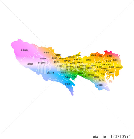 東京都と市区町村地図 123710554