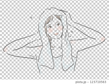 Illustration of a beautiful woman towel drying her hair after a bath 123710563