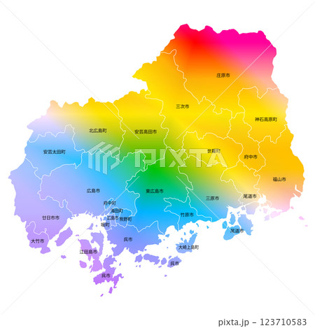 広島県と市町村地図 広島県と市町村地図 123710583