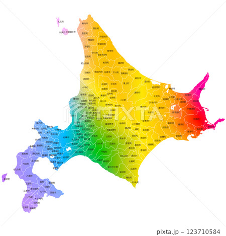 北海道と市町村地図 123710584