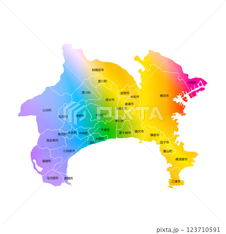 神奈川県と市町村地図 神奈川県と市町村地図 123710591