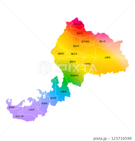 福井県と市町村地図 福井県と市町村地図 123710599