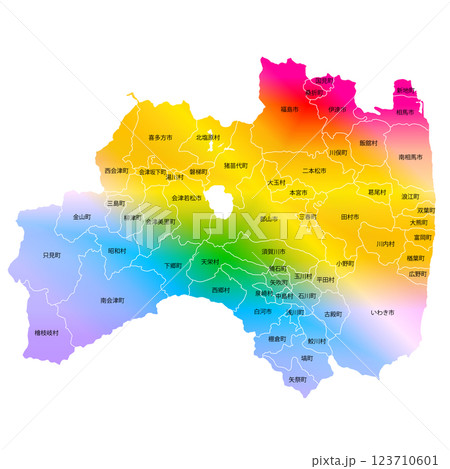 福島県と市町村地図 福島県と市町村地図 123710601