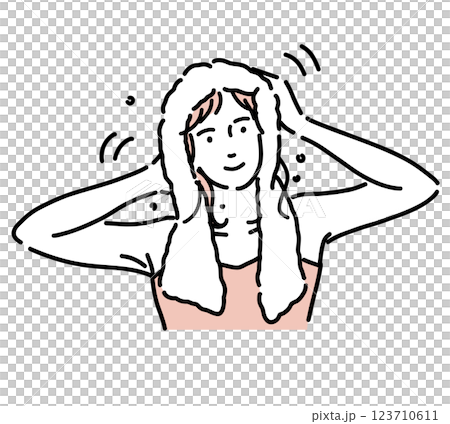 Illustration of a beautiful woman towel drying her hair after a bath Illustration of a beautiful woman towel drying her hair after a bath 123710611