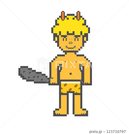 笑顔の黄色い鬼(ドット絵) 123710797