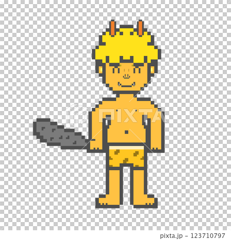 笑顔の黄色い鬼(ドット絵) 123710797