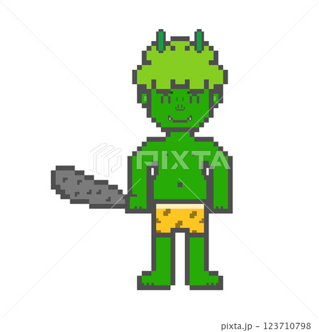 笑顔の緑の鬼(ドット絵) 123710798