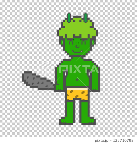 笑顔の緑の鬼(ドット絵) 123710798