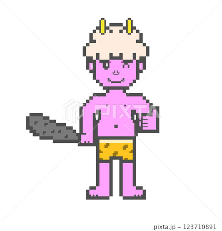 グッドするピンクの鬼(ドット絵) 123710891