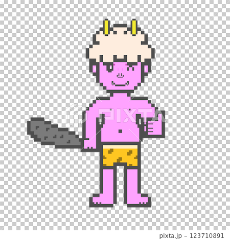 グッドするピンクの鬼(ドット絵) 123710891