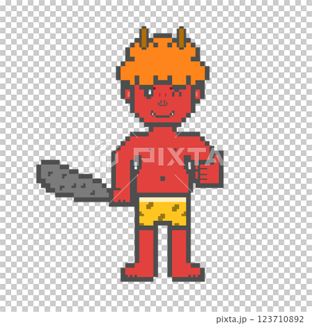 グッドする赤い鬼(ドット絵) 123710892