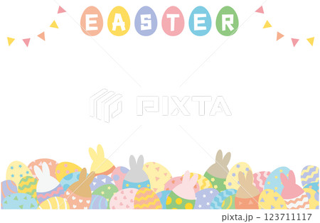 イースターエッグを飾った横長フレーム 123711117