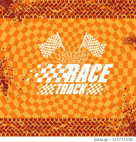 Tire track grunge orange racing 123711550