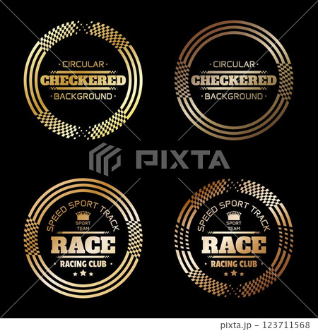 Gradient checkered circle logos Gradient checkered circle logos 123711568