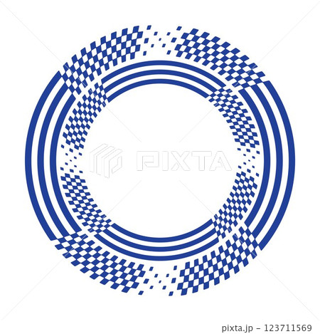 Blue checkered circle label 123711569