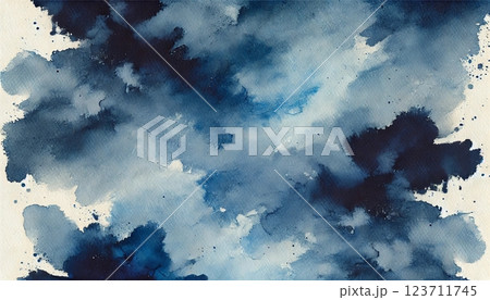 深みのある青の水彩背景 / Deep Blue Watercolor Background 深みのある青の水彩背景 / Deep Blue Watercolor Background 123711745