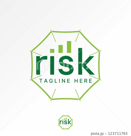 Logo design graphic concept creative premium vector stock image top sell text word Risk graph bar chart font line umbrella protect loss profit money 123711765