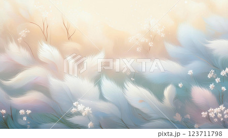 柔らかく幻想的なホワイトデーの羽と花のアート 123711798