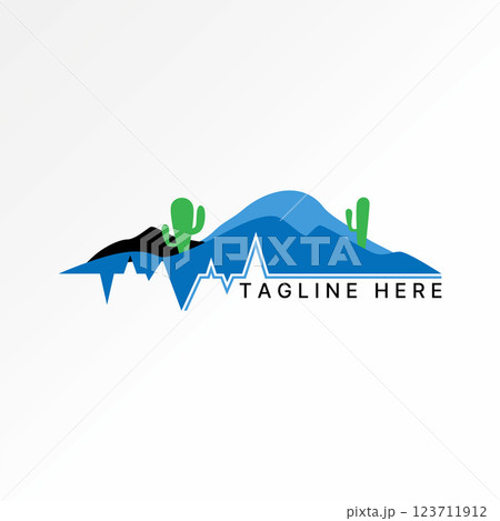 Logo design graphic concept creative premium vector stock image top sell mountain cactus frequency desert wild hill to landscape canyon travel arizona 123711912