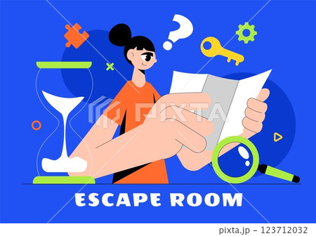 Escape Room Vector Illustration featuring People Solving Puzzles, Searching for Keys, Escaping Traps, and Finding Solutions to Challenging Questions Escape Room Vector Illustration featuring People Solving Puzzles, Searching for Keys, Escaping Traps, and Finding Solutions to Challenging Questions 123712032