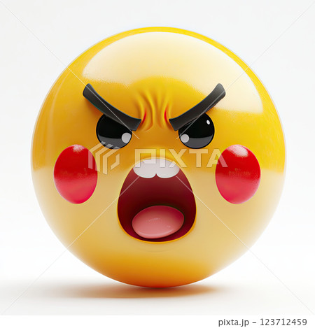 Furious emoji with puffed cheeks and squinted eyes expressing anger 123712459