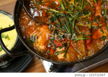 Korean food. Spicy fish stew Korean food. Spicy fish stew 123712567