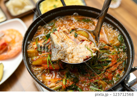 Korean food. Spicy fish stew Korean food. Spicy fish stew 123712568