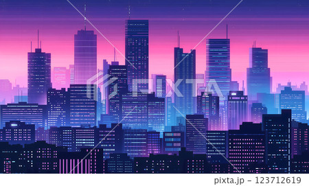 都会の夜景のイラスト(生成AI画像) 都会の夜景のイラスト(生成AI画像) 123712619