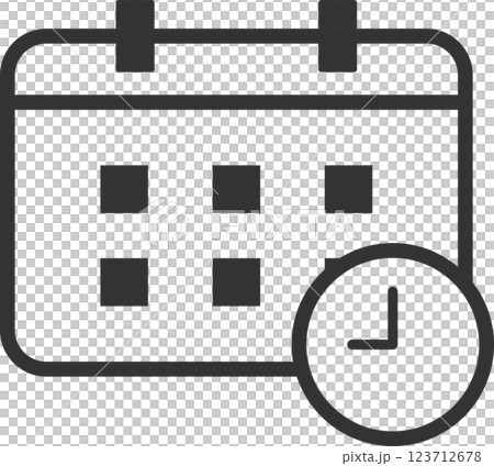 Simple monochrome clock and calendar illustration vector icon 123712678