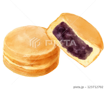 大判焼き・今川焼の水彩イラスト(あんこ) 123712702