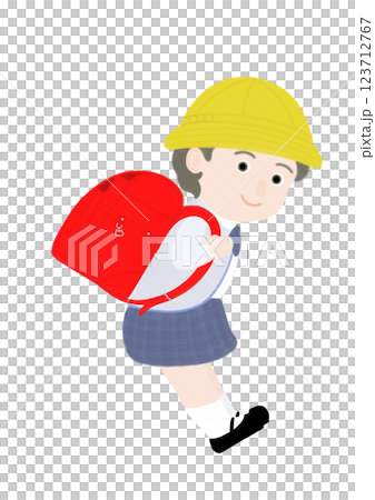 ランドセルを背負った小学生の女の子 123712767