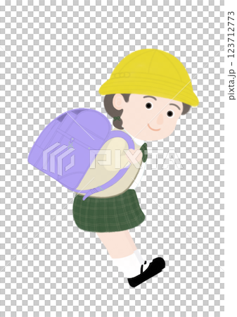 ランドセルを背負った小学生の女の子 123712773