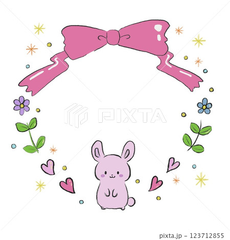 かわいいウサギと花束 123712855