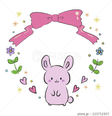 かわいいウサギと花束 かわいいウサギと花束 123712857