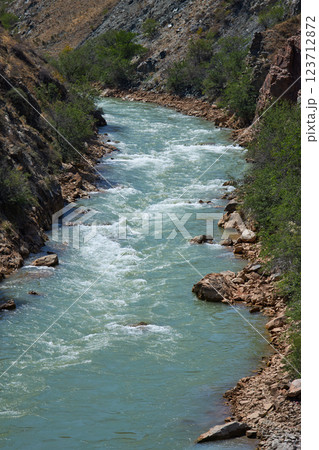 River mountain landscape, turquoise wate 123712872