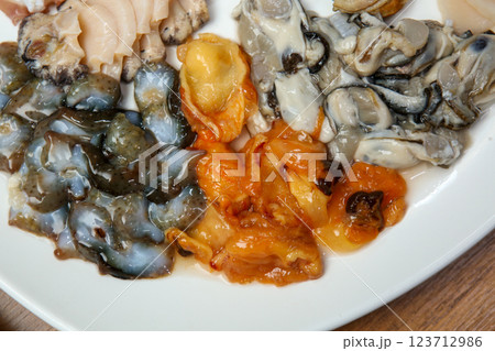 Korean seafood dish. Raw sea squirt 123712986