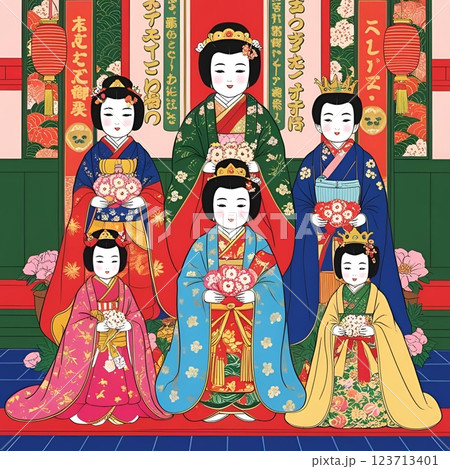 ひな祭りの雛人形 123713401