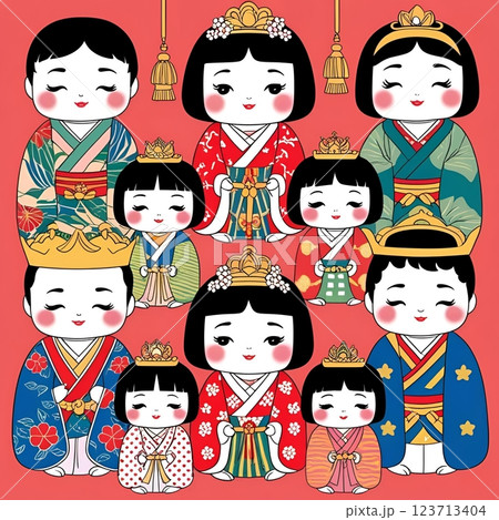 シンプルなお雛様のイラストセット 123713404