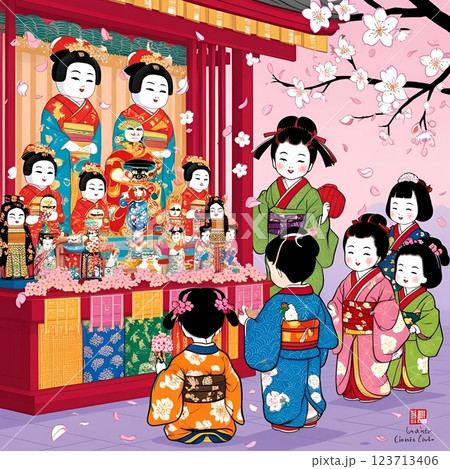 ひな祭りのイラスト素材 123713406