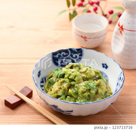 早春の食材 ふきのとうの酢味噌和え 123713716