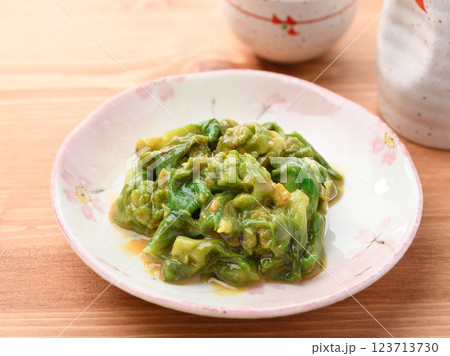 早春の食材 ふきのとうの酢味噌和え 123713730
