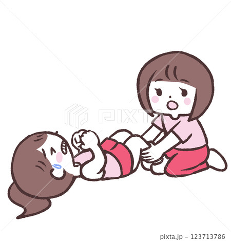 腹筋運動しようとする女性を応援するイラスト 腹筋運動しようとする女性を応援するイラスト 123713786