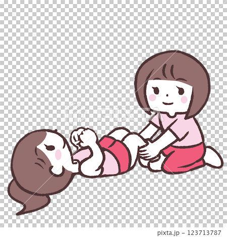 一對女性嘗試做腹部運動的插圖 一對女性嘗試做腹部運動的插圖 123713787