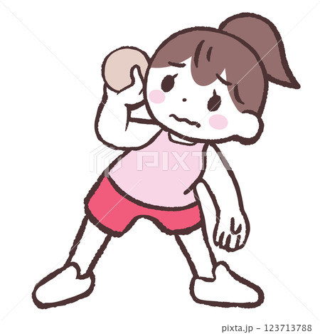 ボール投げに自信がない女性イラスト 123713788