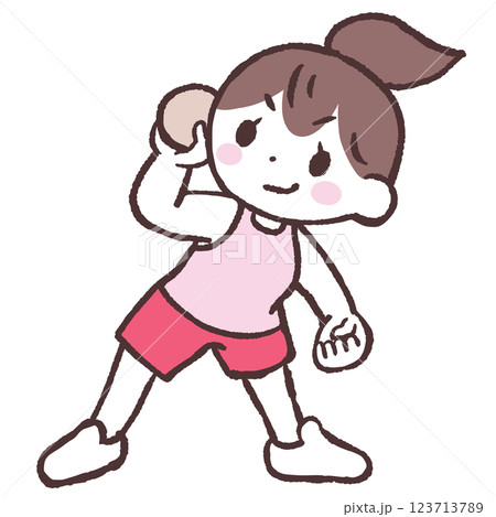 ボール投げしようとする女性イラスト ボール投げしようとする女性イラスト 123713789