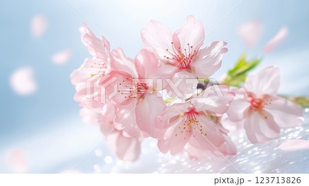 ピンクの桜の花びらと春の訪れ 123713826
