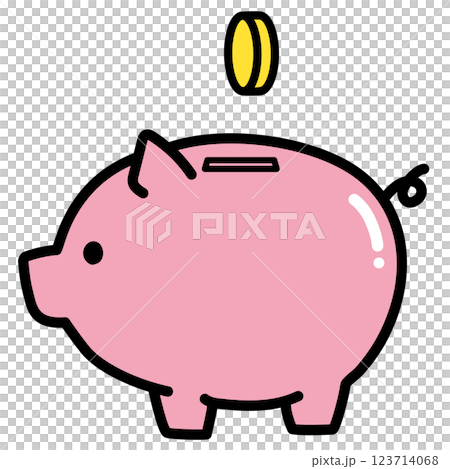Simple piggy bank and coins vector illustration Simple piggy bank and coins vector illustration 123714068