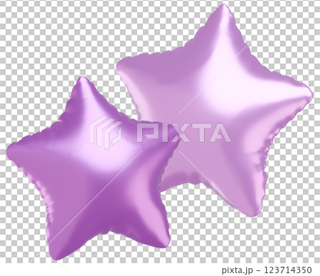 3D画像_星型の風船_紫 3D画像_星型の風船_紫 123714350
