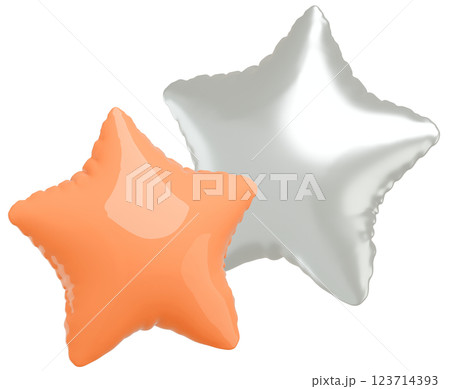 3D画像_星型の風船_オレンジ 123714393