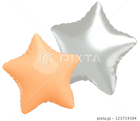 3D画像_星型の風船_オレンジ 123714394